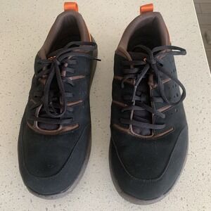 Men's Black On The Clock Slip Resistant Work Sneaker Black Lace Up 10.5